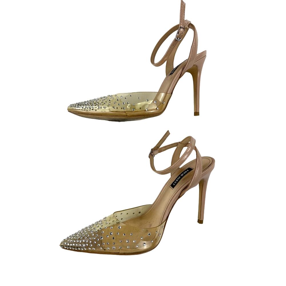 Nine West - Foreva Rhinestone Stiletto Pumps In Nude & Clear View 3